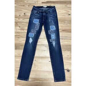Miss Me Vintage Womens Size 27 Skinny Jeans Distressed Patched Dark Blue Stretch